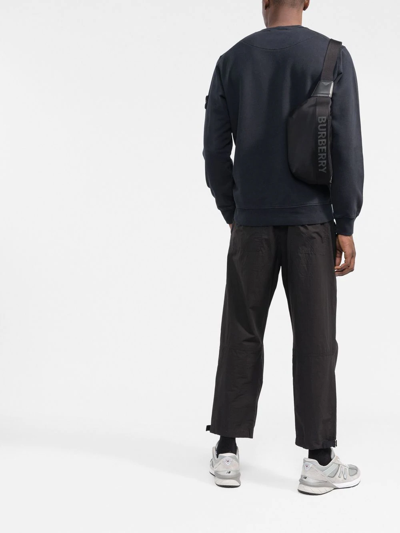 Stone Island Compass-patch Concealed-fastening Coat In Blue