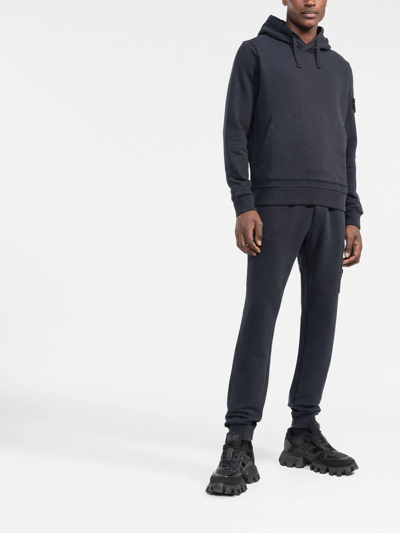 Shop Stone Island Tapered Fleece Track Trousers In Blue
