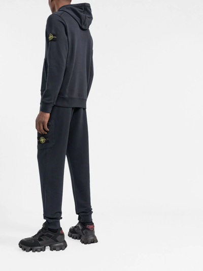 Shop Stone Island Tapered Fleece Track Trousers In Blue