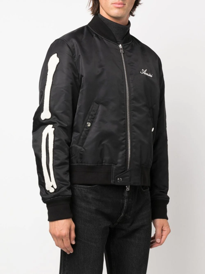 Shop Amiri Bone-motif Zip-up Jacket In Black