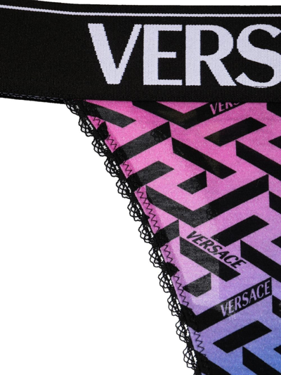 Shop Versace Greca-print Briefs In Black