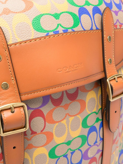 Shop Coach Logo-print Leather Backpack In Neutrals