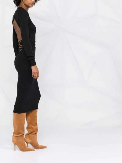 Shop Attico Open-back Knitted Midi Dress In Black