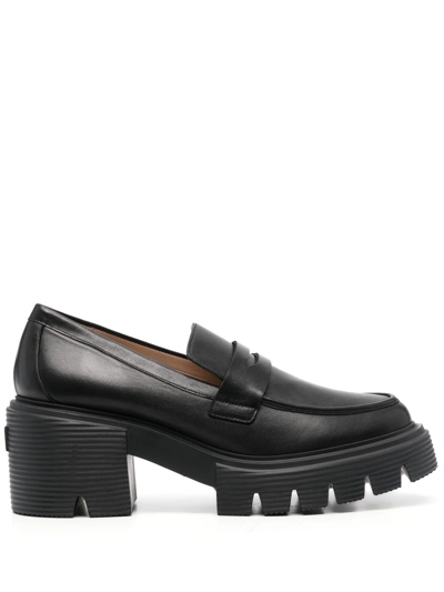 Shop Stuart Weitzman Chunky-sole Leather Loafers In Black