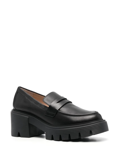 Shop Stuart Weitzman Chunky-sole Leather Loafers In Black