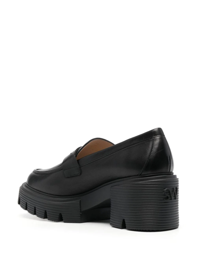 Shop Stuart Weitzman Chunky-sole Leather Loafers In Black