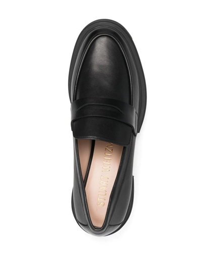 Shop Stuart Weitzman Chunky-sole Leather Loafers In Black