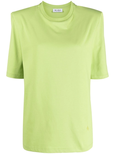 Shop Attico Padded Shoulder Round-neck T-shirt In Green