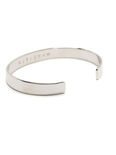 Shop Mm6 Maison Margiela Logo-engraved Cuff Bracelet In Silver