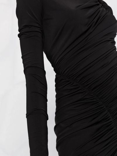 Shop Mugler Ruched Cut-out Mini Dress In Black
