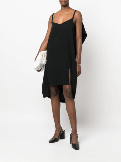 Shop Mm6 Maison Margiela Square-neck Sleeveless Dress In Black
