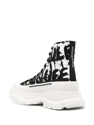 Shop Alexander Mcqueen Graffiti-print Sneakers In White
