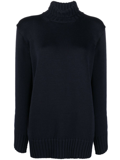 Shop Jil Sander Slit-sleeved Wool Jumper In Blue