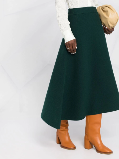 Shop Jil Sander Fluted A-line Midi Skirt In Green