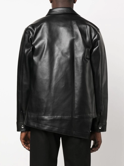 Shop Black Comme Des Garçons Asymmetric-hem Artificial Leather Jacket In Black