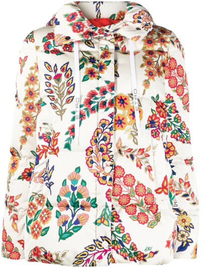 Shop Etro Floral-print Padded Jacket In White