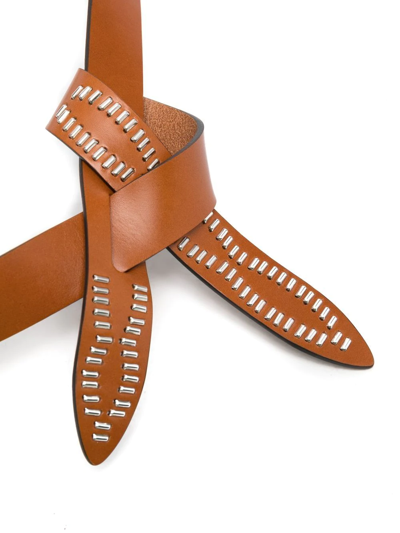 Shop Isabel Marant Étoile Tie-fastening Leather Belt In Brown