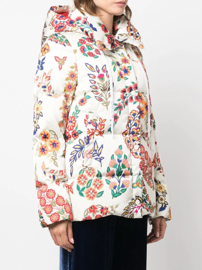 Shop Etro Floral-print Padded Jacket In White