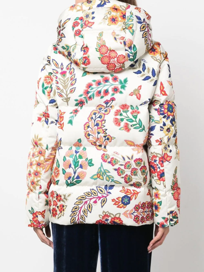 Shop Etro Floral-print Padded Jacket In White