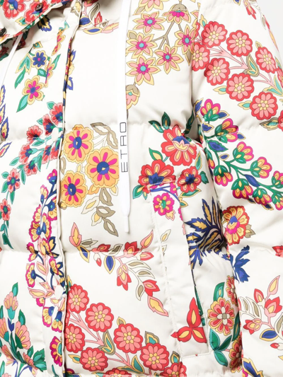 Shop Etro Floral-print Padded Jacket In White