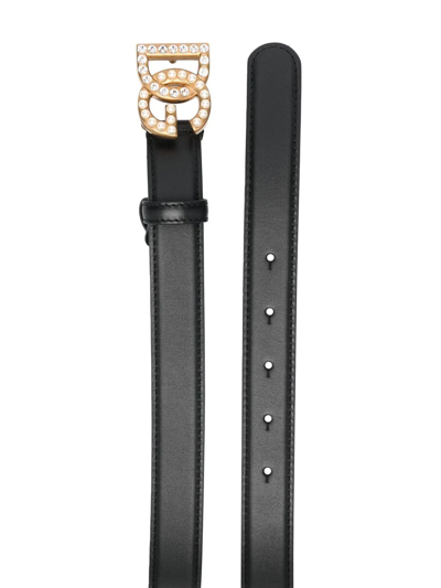 Dolce & Gabbana Cintura Con Logo Dg Gioiello In Black