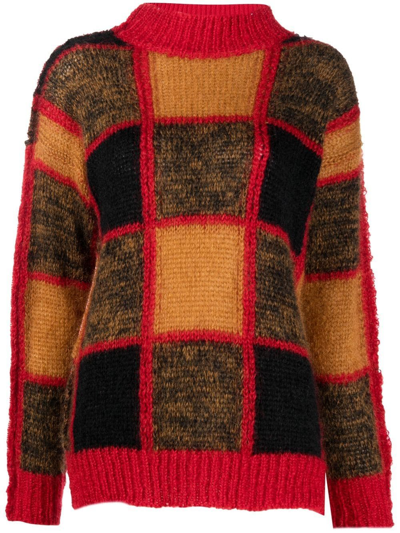 Shop Marni Colour-block Roll-neck Jumper In Red
