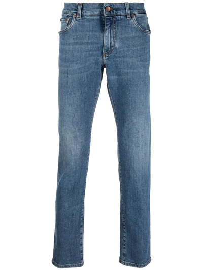 Shop Dolce & Gabbana Logo-plaque Straight-leg Jeans In Blue