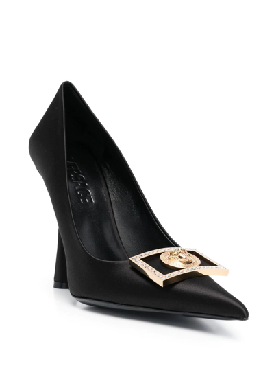 Versace Medusa Biggie Crystal-embellished Pumps In Black