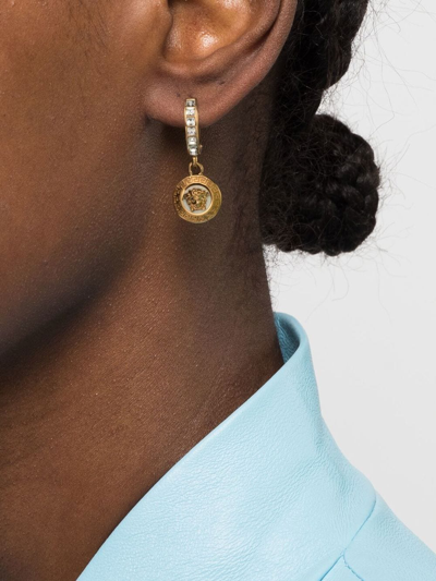 Shop Versace Medusa-embellished Hoop Earrings In Gold