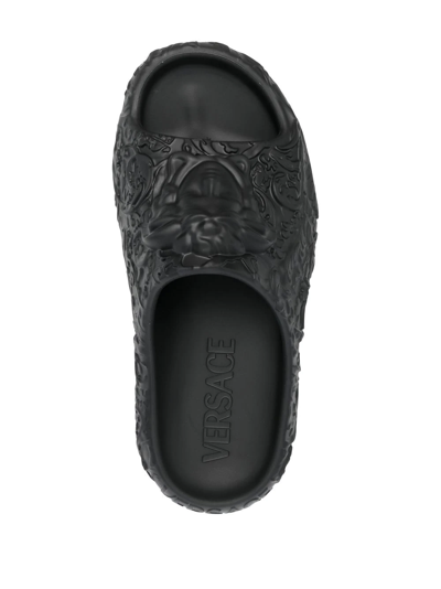 Shop Versace Medusa Dimensions Pool Slides In Black