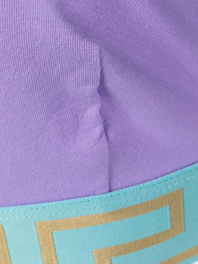Shop Versace Logo-waistband Bra In Purple