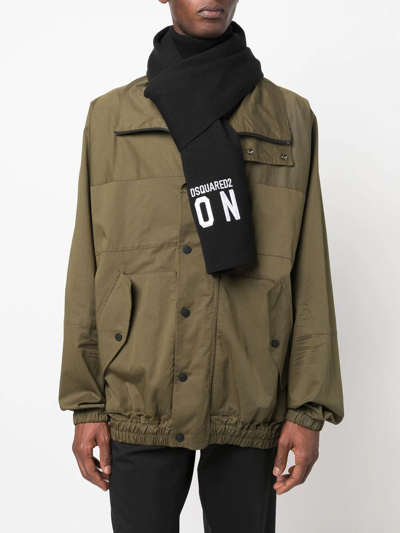 Dsquared2 Printed Logo Scarf In Black