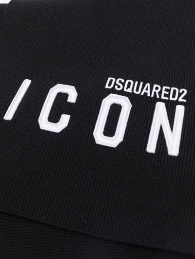 Dsquared2 Printed Logo Scarf In Black