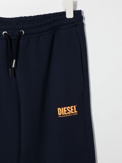 Shop Diesel Teen Logo-print Track Pants In Blue