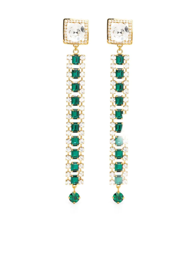 Shop Alessandra Rich Crystal-embellished Clip-on Drop Earrings In Gold