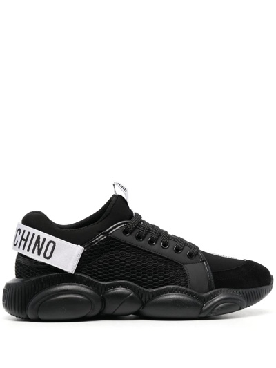 Shop Moschino Chunky-sole Logo-strap Sneakers In Black