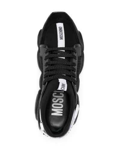Shop Moschino Chunky-sole Logo-strap Sneakers In Black