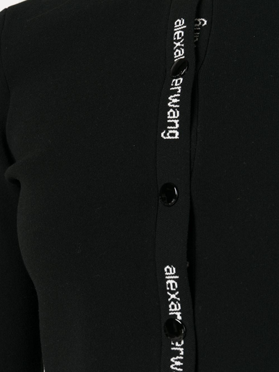 Shop Alexander Wang Logo-tape Cropped Cardigan In Black