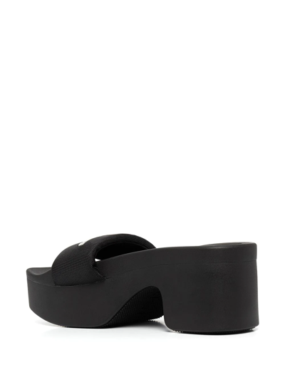 Shop Alexander Wang Logo-print Strap Slides In Black