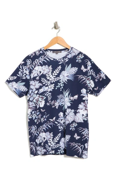 Shop Slate & Stone Tropical Print Crewneck T-shirt In Blue Floral Print