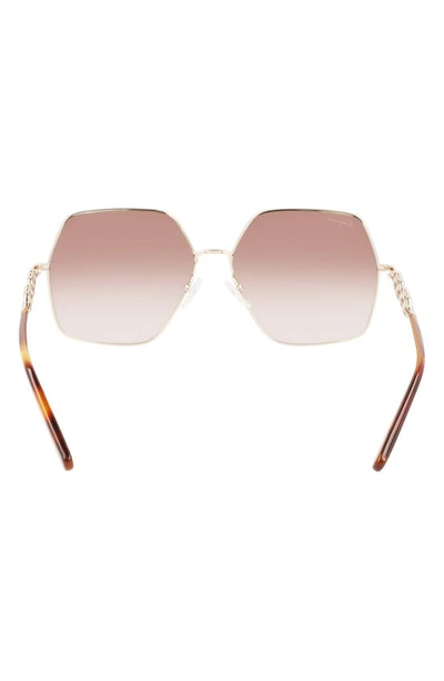 Shop Ferragamo Gancini 61mm Gradient Rectangular Sunglasses In Gold Tortoise