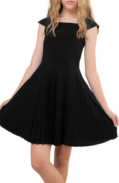 Shop Un Deux Trois Kids' Fit & Flare Pleated Dress In Black