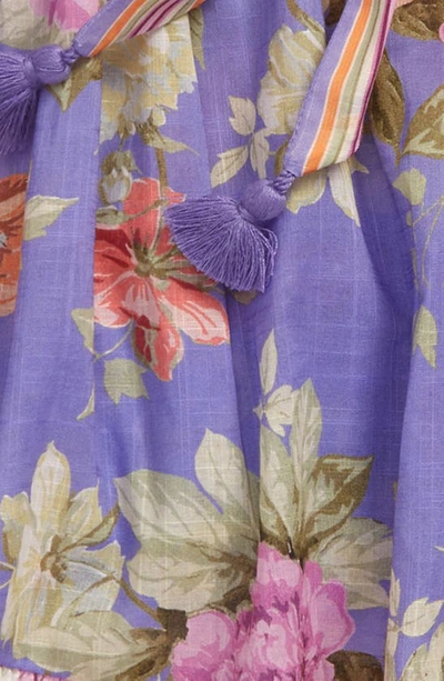 Shop Zimmermann Kids' Pattie Floral Print Cotton Skirt In Purple Rose