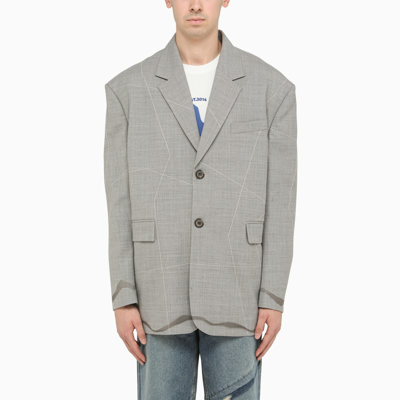 Shop Ader Error Grey Wool Blend Oversized Blazer