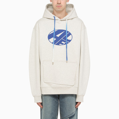 Shop Ader Error Grey Hoodie With Distort Logo In White