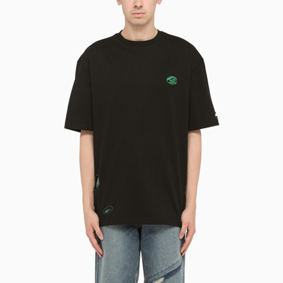 Shop Ader Error | Black T-shirt With Embroidered Distort Logo