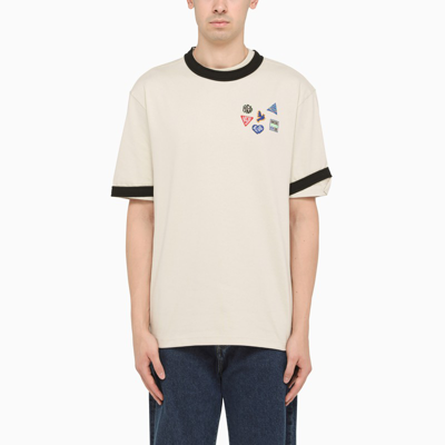 Ader Error Beige T-shirt With Multi Patches In Beige