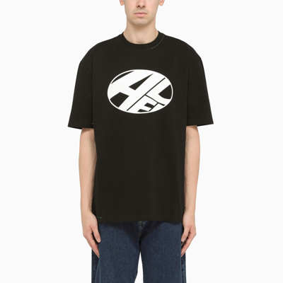 Shop Ader Error | Black T-shirt With Printed Distort Logo