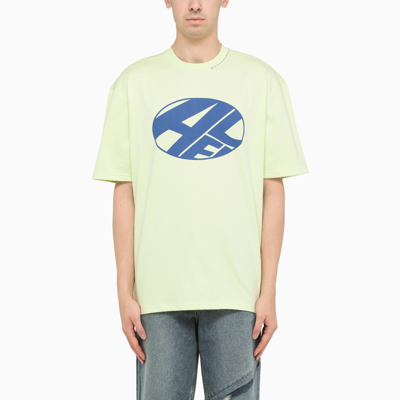 Shop Ader Error | Lime Green T-shirt With Printed Distort Logo In Yellow
