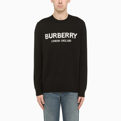 Shop Burberry Black Sweater With Logo Lettering